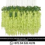 12-Pack 45-Inch Dense Wisteria Artificial Silk Vine Garland - Evergreen Hanging Flowers for Wedding Party Garden in Dubai.