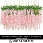 12-Pack 45-Inch Dense Wisteria Artificial Silk Vine Garland - Pink Hanging Flowers for Wedding Party Garden in Dubai,UAE.