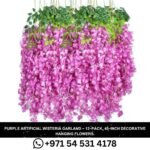 12-Pack 45-Inch Dense Wisteria Artificial Silk Vine Garland - Purple Hanging Flowers for Wedding Party Garden Outdoor in Dubai,UAE.