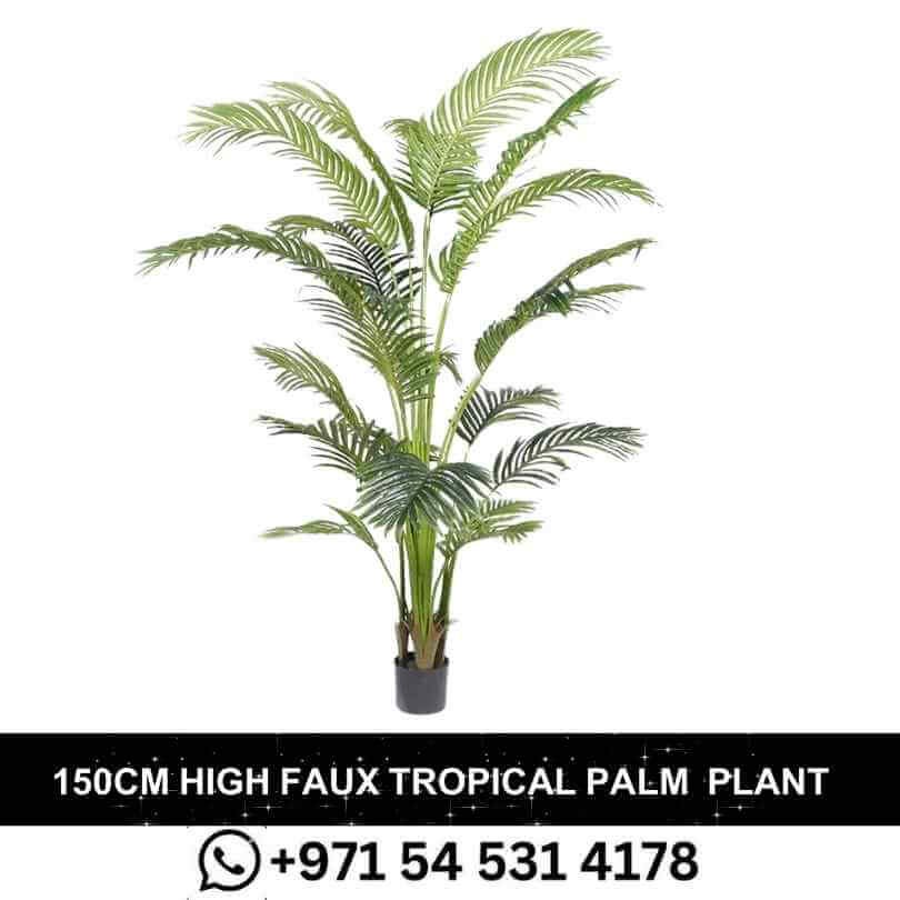 _150cm High Faux Tropical Palm Plant Artificial Tree Fake Areca Palm Tree Dypsis Lutescens Plants Realistic Decorative Trees with Lifelike Leaves and Branches in Nursery Pot