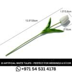 20-Piece Set of Artificial White Tulips and Silk PU Flowers - Perfect for Wedding Bouquets Christmas Décor in Dubai.