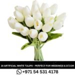 20 Piece Set of Artificial White Tulips and Silk PU Flowers in Dubai,UAE.