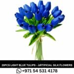 20pcs Light Blue Artificial Tulip Silk Flowers in Dubai,UAE.