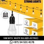 33FT Outdoor String Lights, Electric Plug-In Festoon Lights 10 Meter 20 LED Bulbs, Outdoor Waterproof Decorative Hanging Light String for Patio Garden Porch Yard in Dubai,UAE