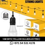 33FT Outdoor String Lights Electric Plug-In Festoon Lights 10 Meter 20 LED Bulbs Outdoor Waterproof Decorative Hanging Light String for Patio Garden Porch Yard in DubaiUAE