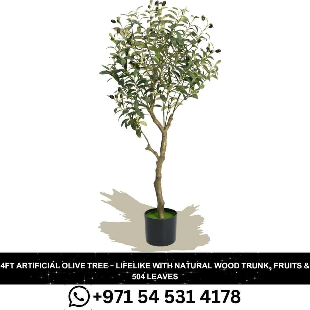 4FT Artificial Olive Tree Lifelike Wood Trunk, 504 Leaves, and Realistic Fruits (120cm) in dubai.