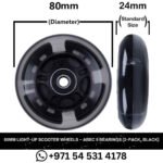 80mm Light-Up Scooter Wheels with ABEC 9 Bearings 2-Pack (Black)