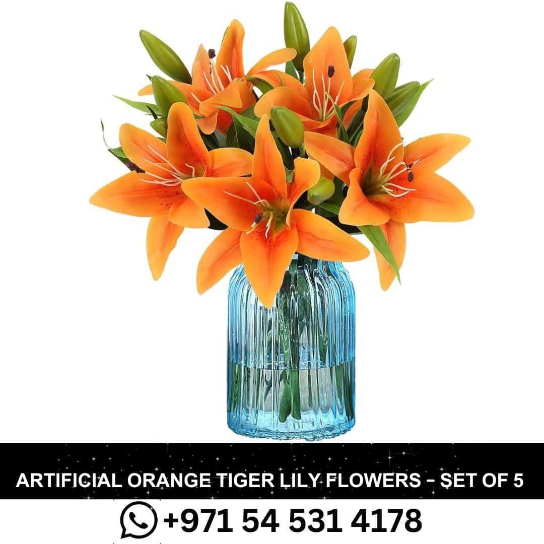 Artificial Orange Tiger Lily Flowers - Real Touch Home & Wedding Decor in Dubai,UAE.