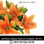 Artificial Orange Tiger Lily Flowers - Set of 5 Real Touch Home & Wedding Decor in UAE.