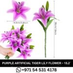 Artificial Purple Tiger Lily Flower - Latex Flowers for Home Wedding and Party Decor (Pack of 5) Size 152 inches 38 cm in Dubai.