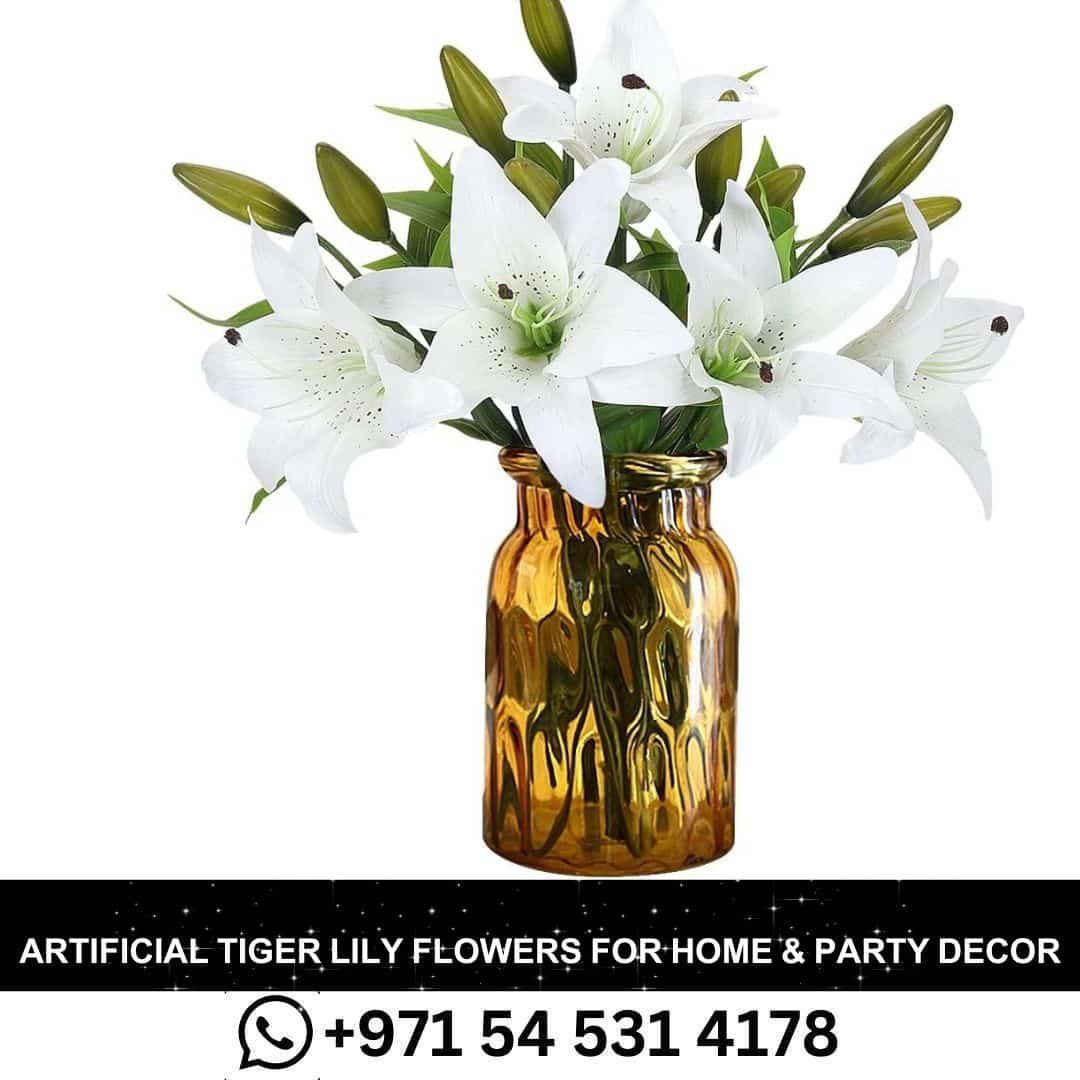 Artificial Tiger Lily Flowers (Latex) Home, Wedding & Party Decor, Pack of 5 in Dubai, UAE.