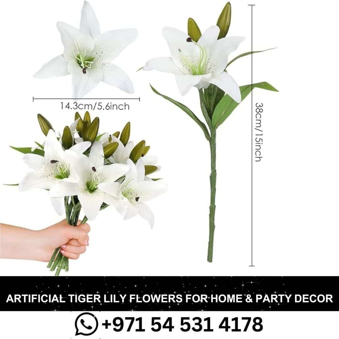 _Artificial Tiger Lily Flowers (Latex) – Home Wedding & Party Decor Pack of 5 in Dubai.