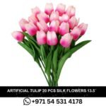 Artificial Tulip 20 Pcs Silk Flowers 13.5" for Home Decorations Centerpieces Arrangement Wedding Bouquet Pink