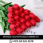 Artificial Tulip 20 Pcs Silk Flowers 13.5" for Home Decorations Centerpieces Arrangement Wedding Bouquet Red