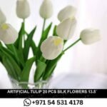 Artificial Tulip 20 Pcs Silk Flowers 13.5" for Home Decorations Centerpieces Arrangement Wedding Bouquet -White