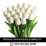 Artificial Tulip 20 Pcs Silk Flowers 13.5" for Home Decorations Centerpieces Arrangement Wedding Bouquet White