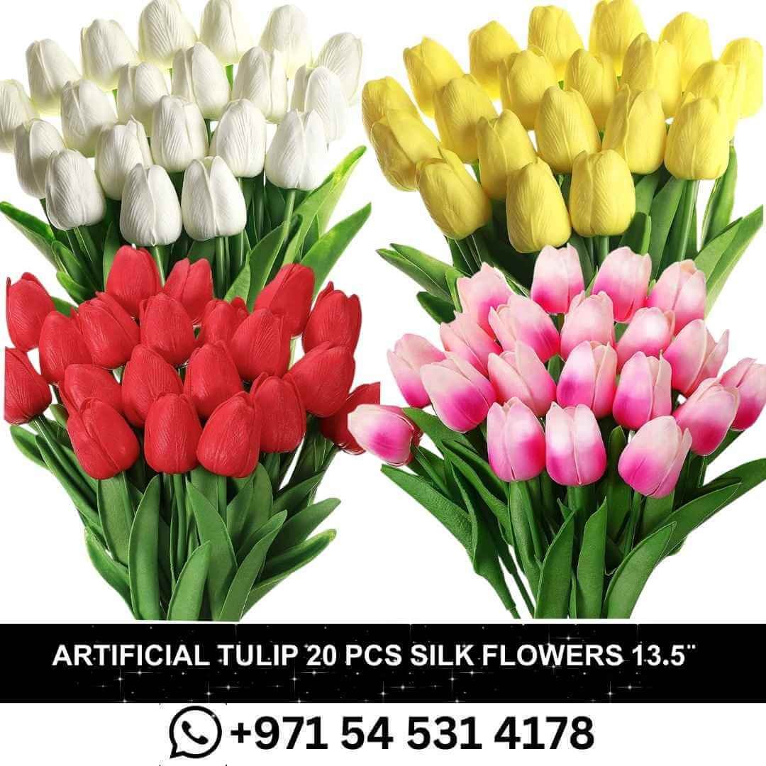 Artificial Tulip 20 Pcs Silk Flowers 13.5" for Home Decorations Centerpieces Arrangement Wedding Bouquet