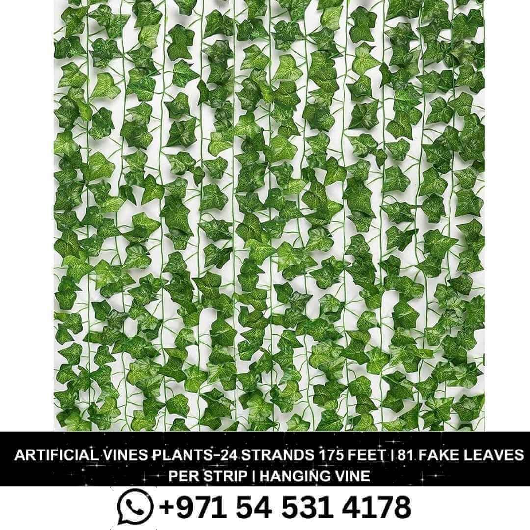 Artificial Vines Plants, 24 Strands 175 Feet, 81 Fake Leaves Per Strip, Hanging Vine for decoration in Dubai,UAE.