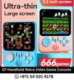 G7 Handheld Retro Video Game Console with 666 Games- 35inch LCD Screen Supports TV- Gift for Kids in DubaiUAE