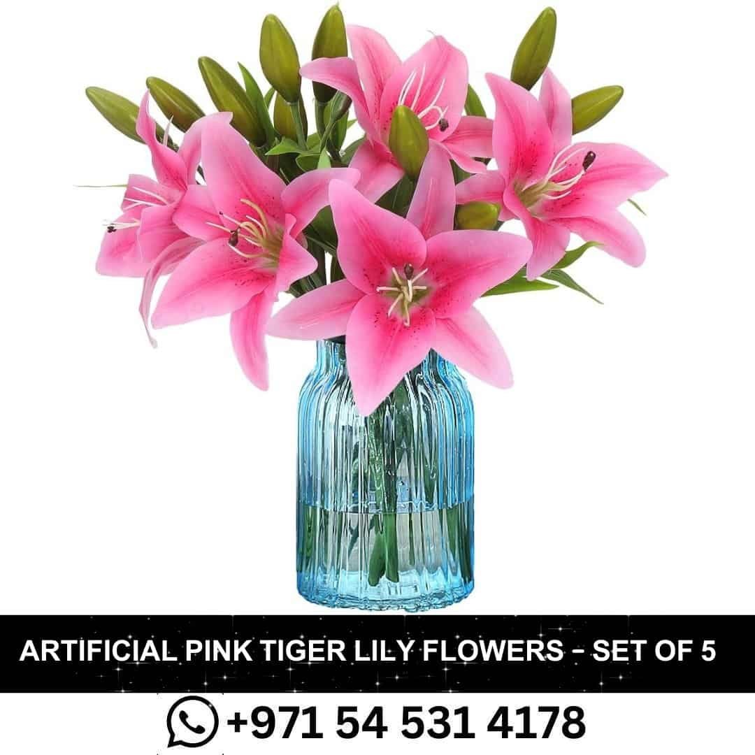 Artificial Pink Tiger Lily Flowers,Real Touch Home & Wedding Decor in Dubai,UAE.