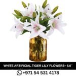 White Artificial Tiger Lily Flowers - Pack of 5 for Decor in Dubai, UAE.