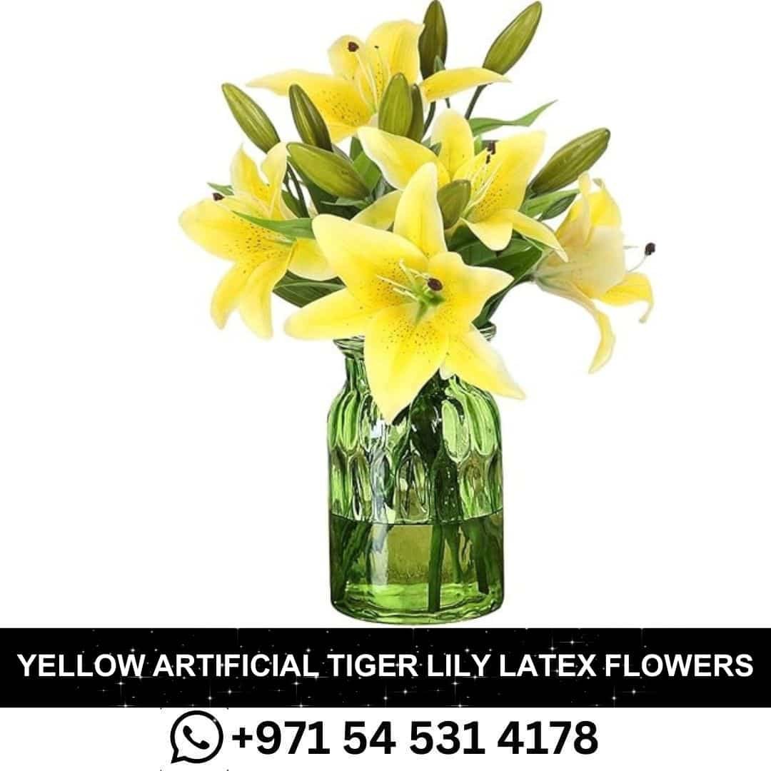 Yellow Artificial Tiger Lily Latex Flowers in Dubai, UAE.