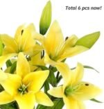 Yellow Artificial Tiger Lily Latex Flowers – Pack of 5 Yellow Flowers for Home Wedding and Party Décor in UAE.